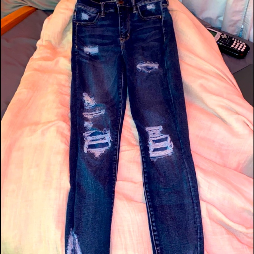 High-Waisted Blue Skinny Jeans